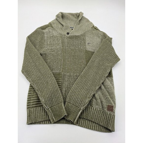 A. Tiziano Size Medium Green Long Sleeve Shawl Collar Sweater 100% Cotton - Picture 1 of 8